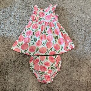 Floral Pink and Green Kids Dress Set